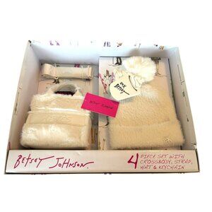 New in box Betsey Johnson 4-Piece Winter Set With Crossbody Bag Adjustable Strap